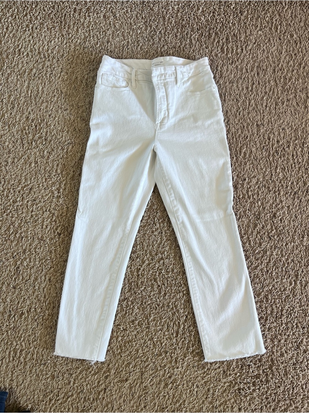 Good American High Rise Straight Leg Jeans White